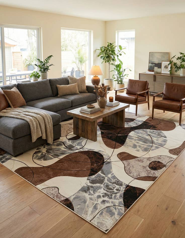 Detail image of 9' x 12'  Washable Modern Indoor / Outdoor Rug