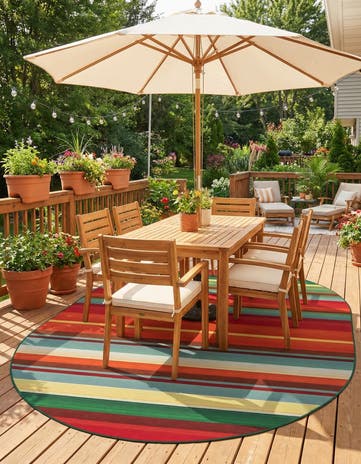 7' 10 x 10' Easy-Clean Modern Indoor / Outdoor Oval Rug