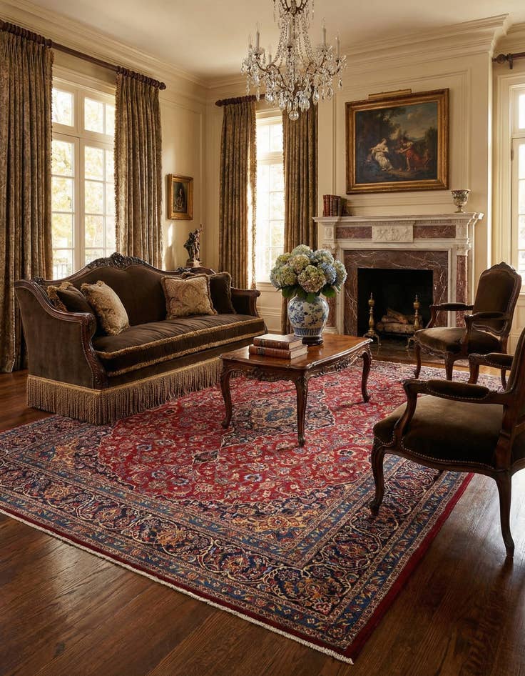 Detail image of 9' 9 x 12' 11 Kashan Wool Rug