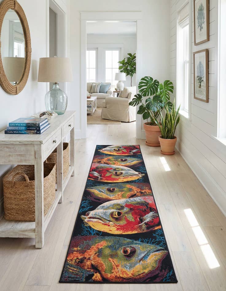 Detail image of 2' 7 x 12' Easy-Clean Coastal Indoor / Outdoor Runner Rug