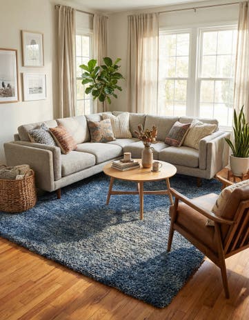 Blue Athena Shag Square Rug