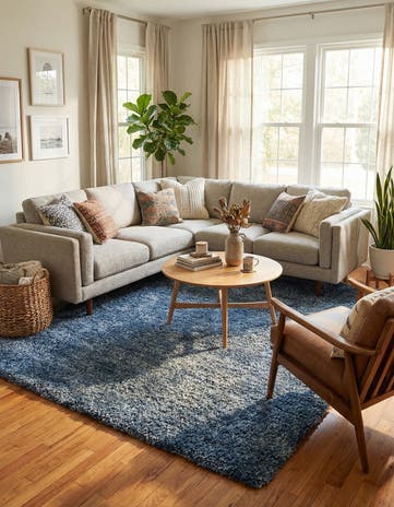 Blue Athena Shag Square Rug
