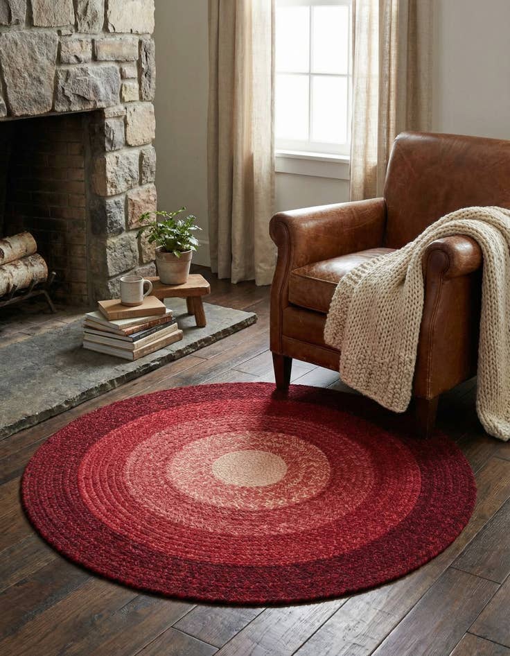 Detail image of  3' 1 x 3' 1  Hand Hand Braided Wool Round Rug