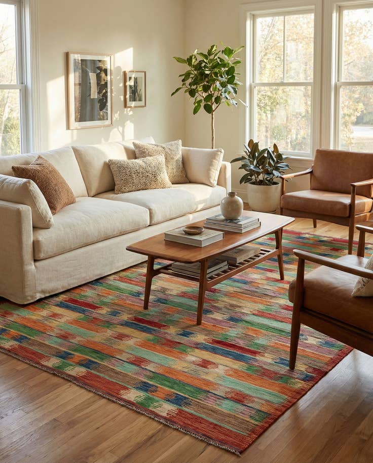Detailansicht von 195cm x 290cm Handgewebt Kilim Modern Wolle Teppich