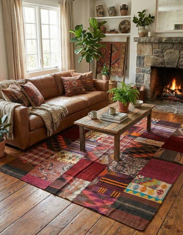 5' x 6' 7 Hand Woven Kilim Patchwork Wool Rug