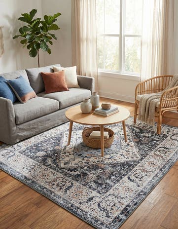 Linen Charcoal Yara Square Rug