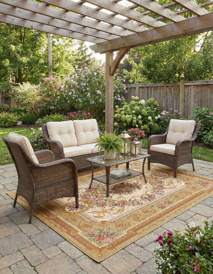 Detail image of 5' x 7' Washable Traditional Indoor / Outdoor Rug