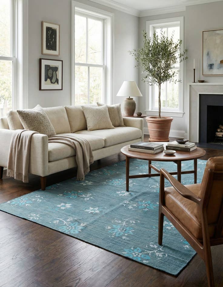 Detail image of 5' 5 x 7' 11  Hand Woven Kilim Modern Rug