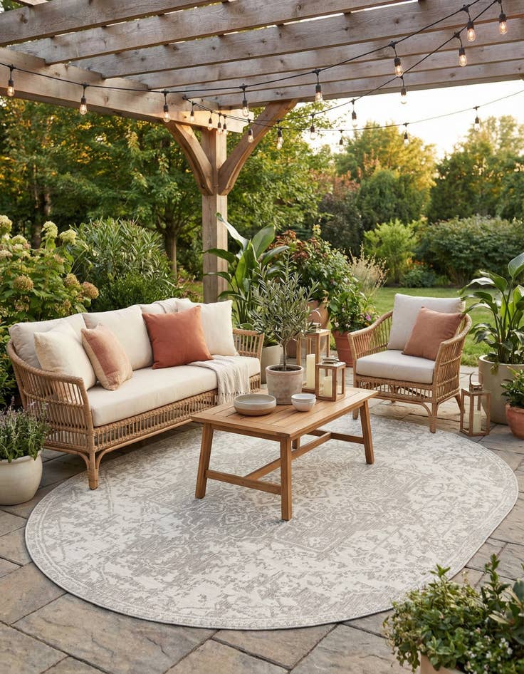 Detail image of 7' 10 x 10'  Washable Jill Zarin Dubai Indoor / Outdoor Oval Rug