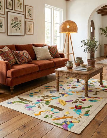 3' 2 x 4' 7 Hand Woven Kilim Suzani Wool Rug