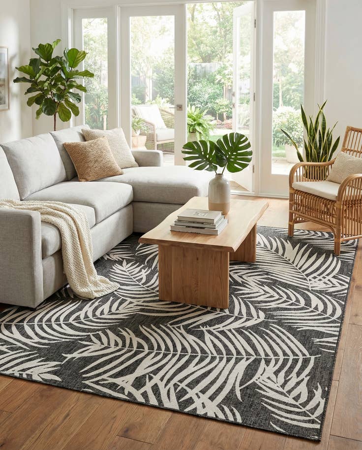 Detail image of 9' x 12' Easy-Clean Botanical Indoor / Outdoor Rug