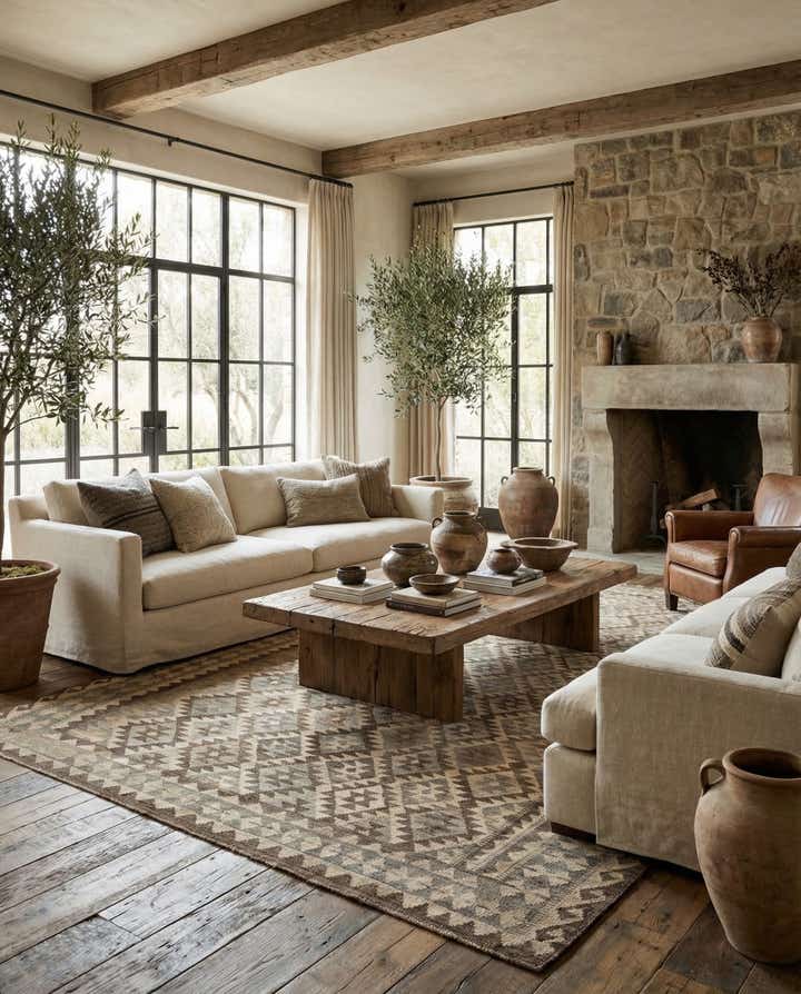 7' 2 x 9' 9 Hand Woven Kilim Maymana Wool Rug