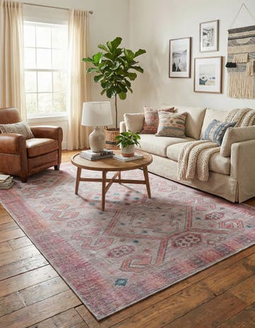 Rust red and Beige Washable Sisu Rug