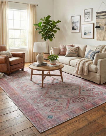 Rust red and Beige Washable Sisu Rug