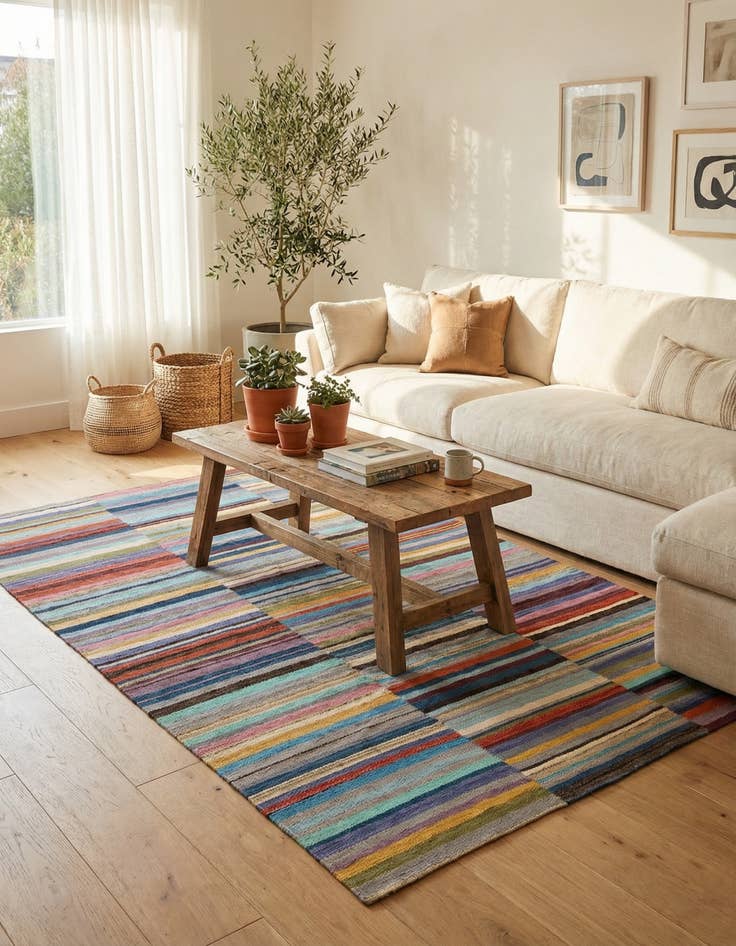 Detail image of 4' 7 x 6' 4  Hand Woven Kilim Modern Wool Rug