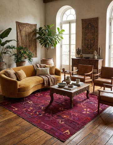 5' 8 x 7' 2 Hand Woven Kilim Suzani Wool Rug