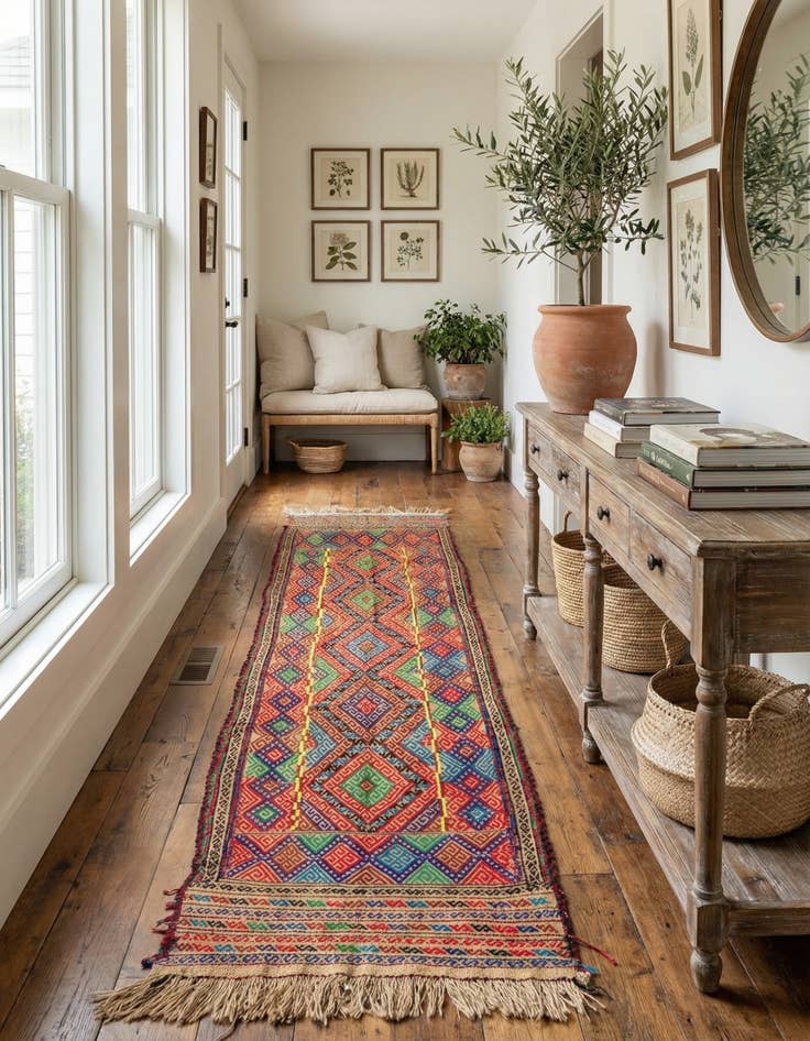 Detail image of 2' 1 x 9' 4  Hand Knotted Kilim Fars Persian Wool Runner Rug