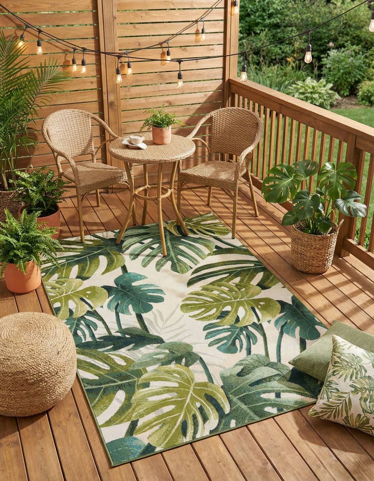Detail image of 4' x 6'  Washable Botanical Indoor / Outdoor Rug