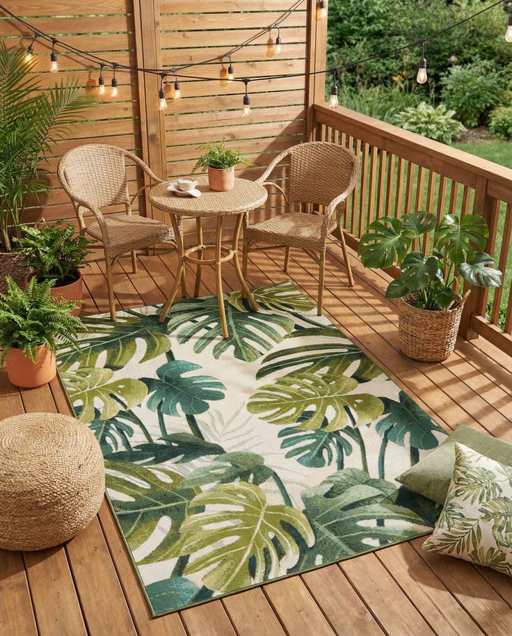 Detail image of 4' x 6' Easy-Clean Botanical Indoor / Outdoor Rug