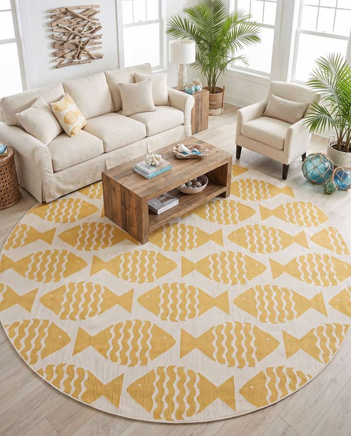 10' x 10' Easy-Clean Coastal Indoor / Outdoor Round Rug