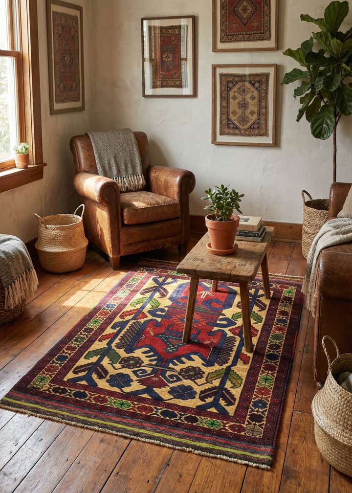 3' x 4' 10 Hand Knotted Sumak Wool Rug