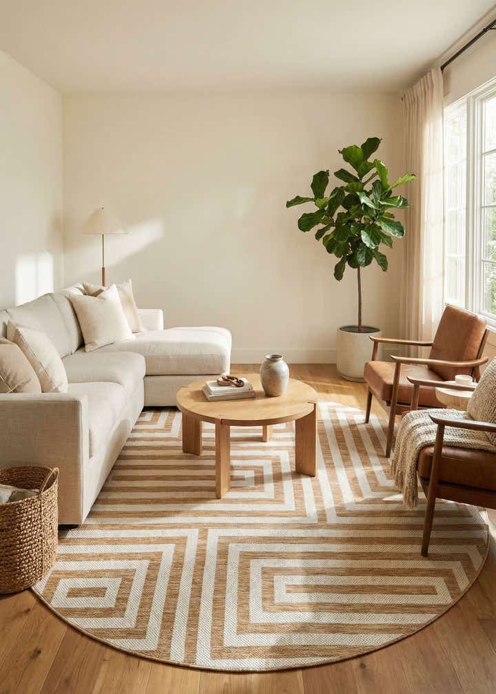 7' 10 x 7' 10 Easy-Clean Modern Indoor / Outdoor Round Rug