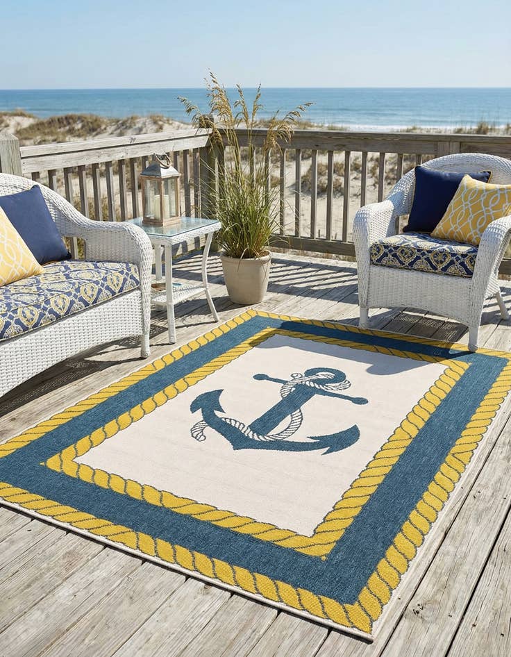 Detail image of 4' x 6'  Washable Coastal Indoor / Outdoor Rug