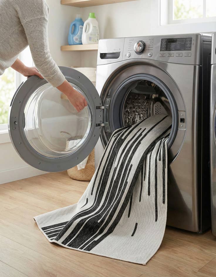 Detail image of 5' 3 x 8'  Washable Modern Indoor / Outdoor Rug