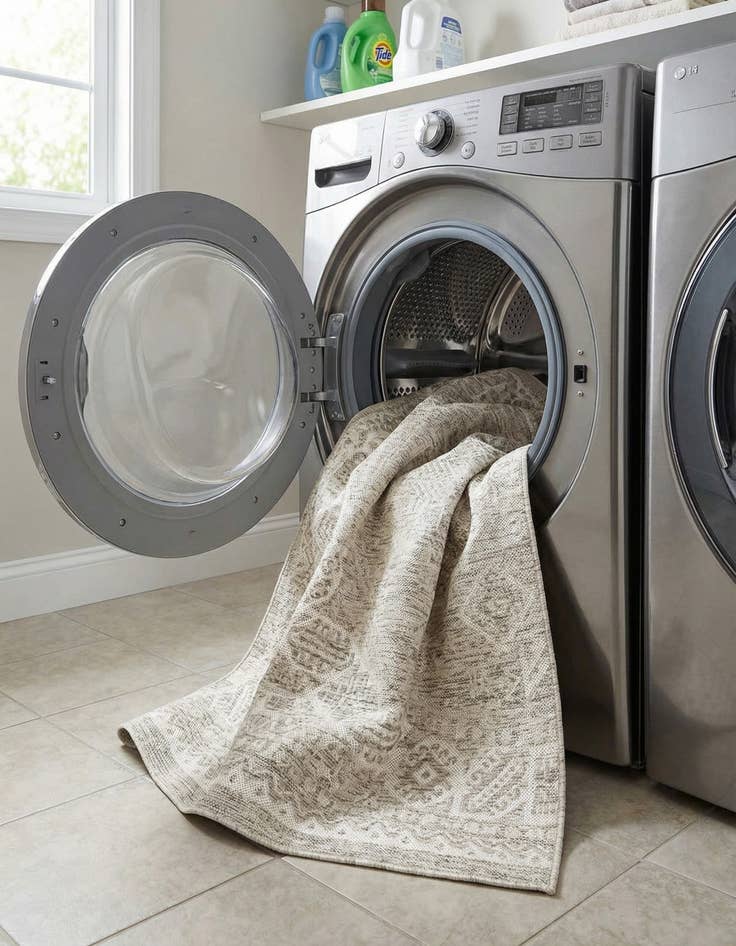 Detail image of 3' x 6'  Washable Aztec Indoor / Outdoor Hearth Rug