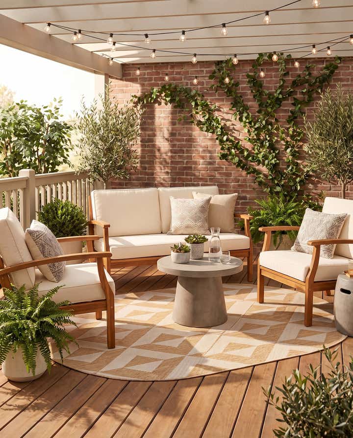 5' 3 x 8' Easy-Clean Jill Zarin Napa Indoor / Outdoor Oval Rug