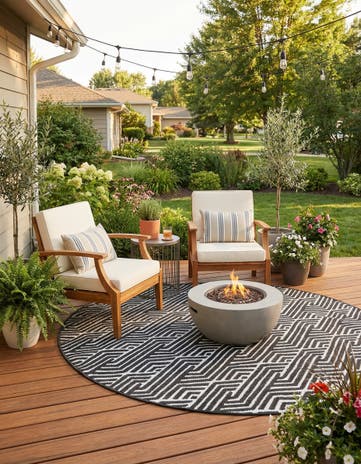 Black Easy-Clean Sabrina Soto Hudson Indoor / Outdoor Round Rug