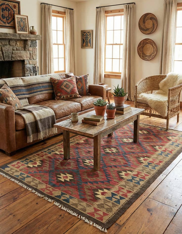 Detail image of 5' x 8' 4  Hand Woven Kilim Maymana Wool Rug