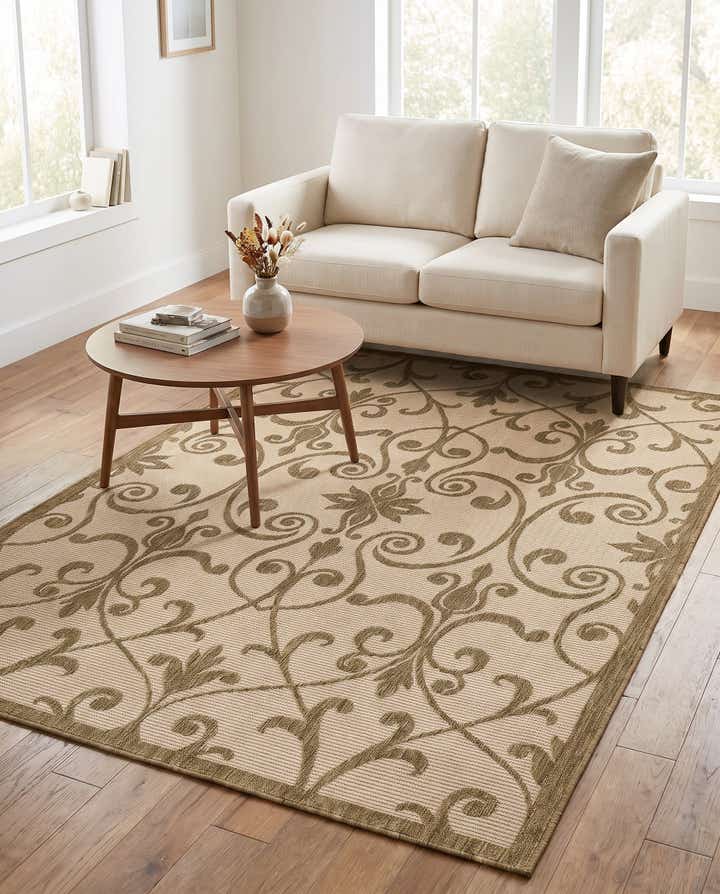 5' 3 x 8' Easy-Clean Botanical Indoor / Outdoor Rug