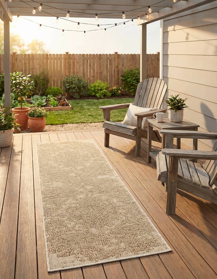 Detail image of 2' x 6' 1  Washable Traditional Indoor / Outdoor Runner Rug