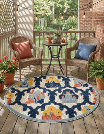 3' 3 x 3' 3 Easy-Clean Belize Indoor / Outdoor Round Rug