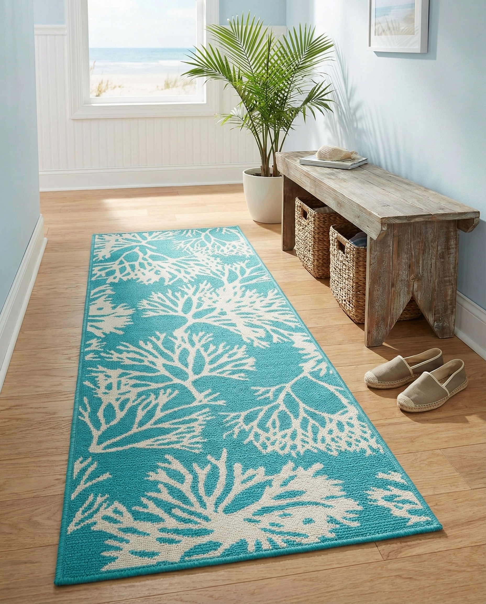 2' x 6' Easy-Clean Coastal Indoor / Outdoor Runner Rug