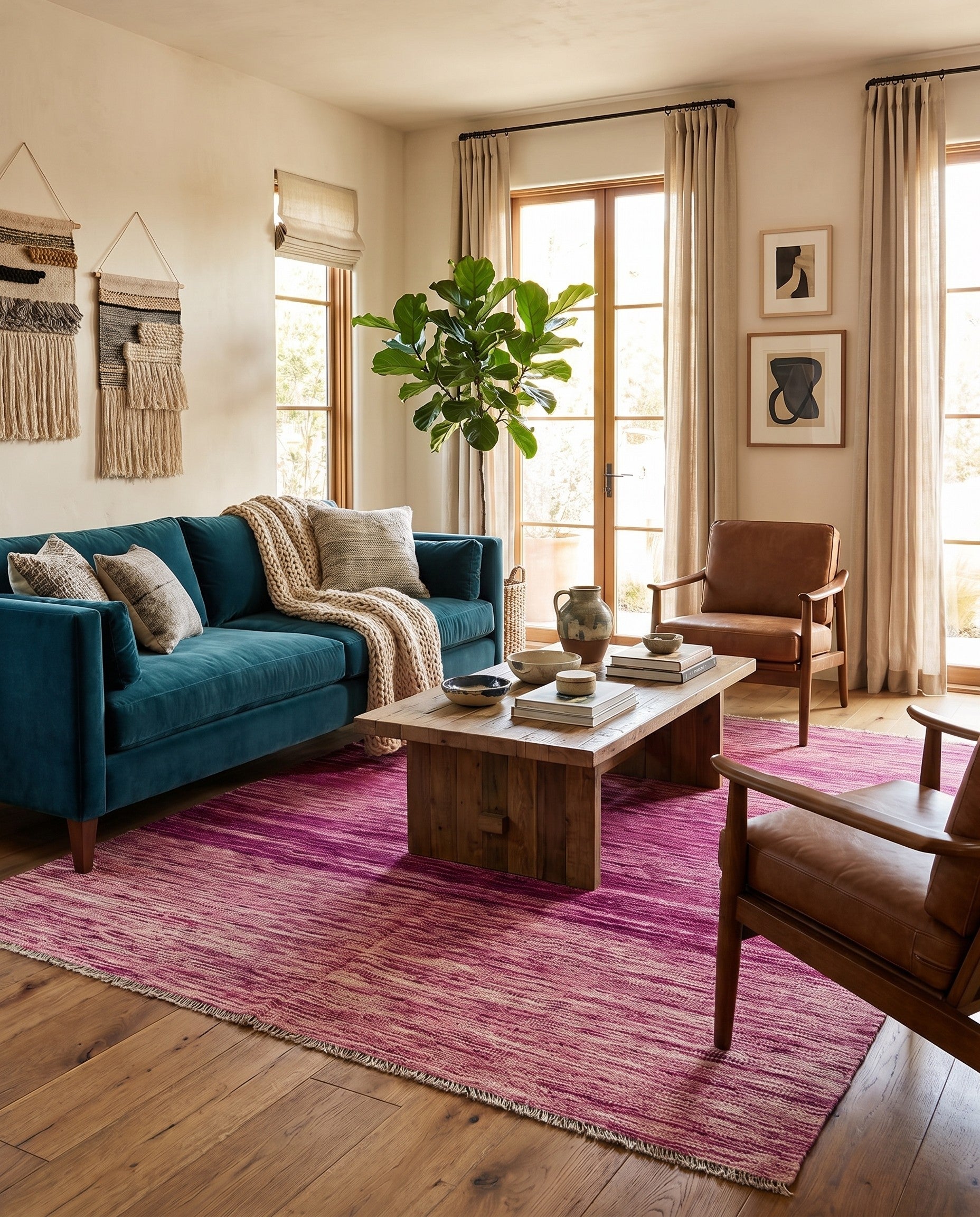 5' 1 x 6' 7 Hand Woven Kilim Modern Wool Rug