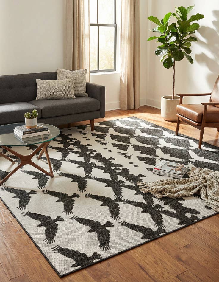 Detail image of 7' 10 x 7' 10  Washable Modern Indoor / Outdoor Square Rug