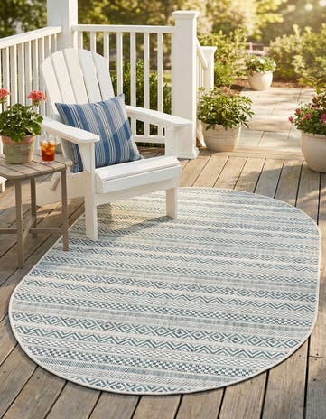 3' x 5' 3 Easy-Clean Ribbon Indoor / Outdoor Oval Rug
