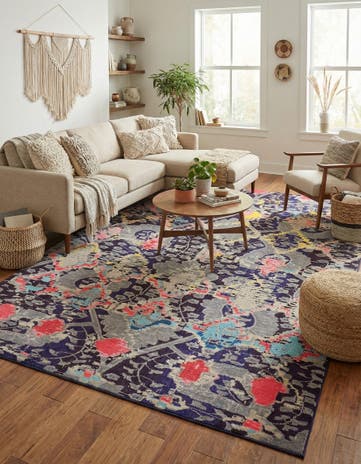 Navy Blue Washable Mesa Rug