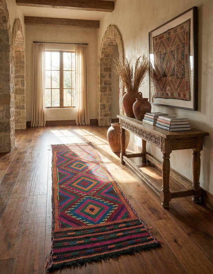 Detail image of 2' x 8' 4  Hand Knotted Kilim Fars Persian Wool Runner Rug