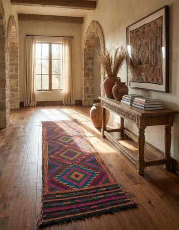 2' x 8' 4 Hand Knotted Kilim Fars Persian Wool Runner Rug