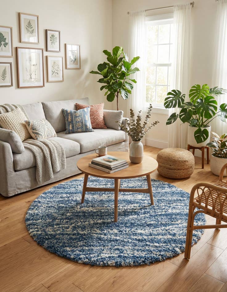 Detail image of  5' 3 x 5' 3 Serenity Shag Round Rug