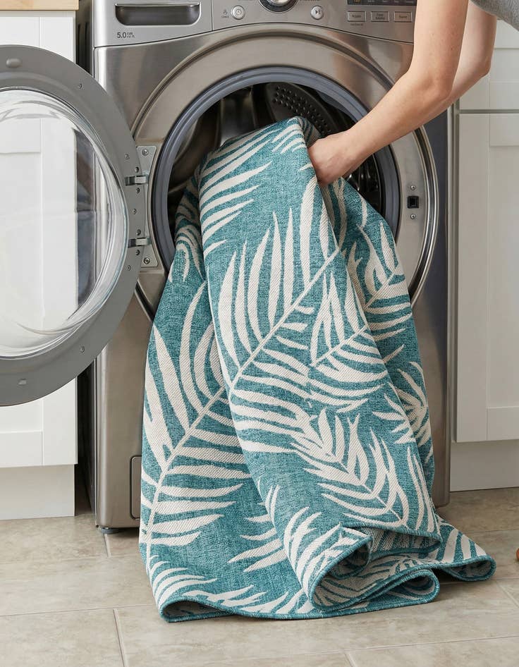 Detail image of  7' 10 x 10'  Washable Botanical Indoor / Outdoor Rug