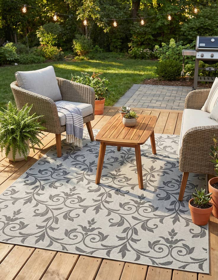 Detail image of 7' x 10'  Washable Botanical Indoor / Outdoor Rug