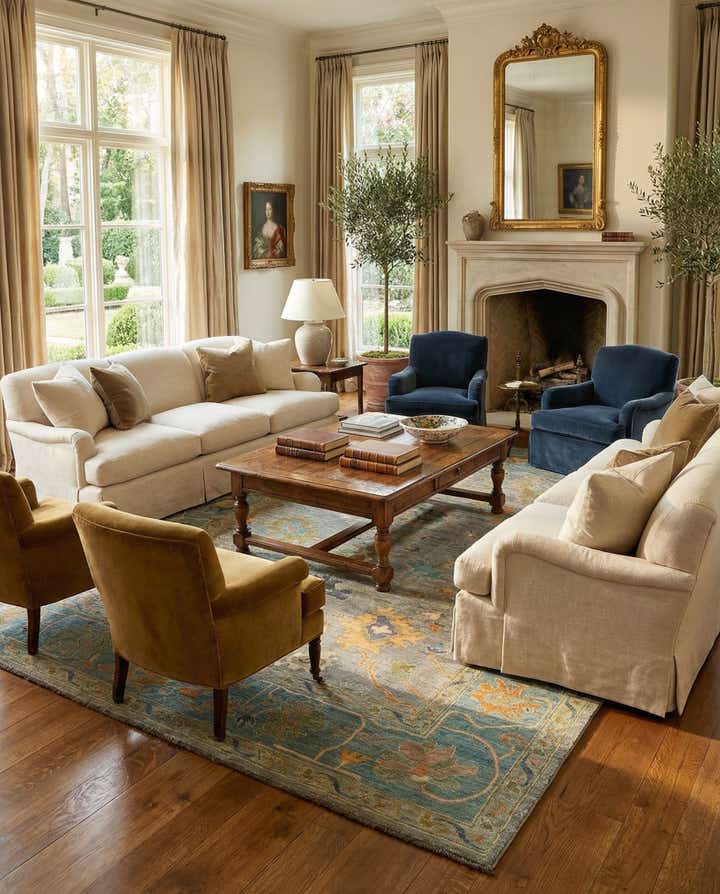 9' 1 x 11' 9 Hand Knotted Oushak Rug