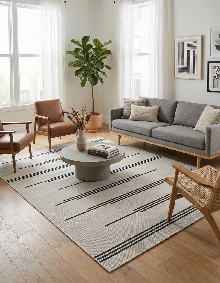 Detail image of 5' 3 x 8'  Washable Modern Indoor / Outdoor Rug