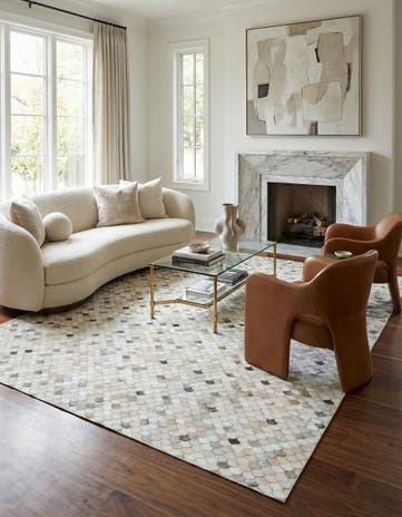 8' 2 x 9' 10 Cowhide Leather Rug