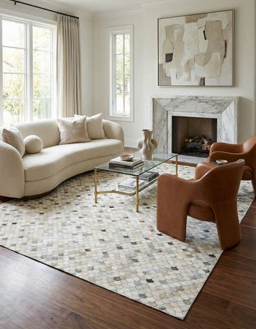 8' 2 x 9' 10 Cowhide Leather Rug