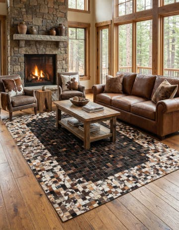 5' 2 x 8' Cowhide Leather Rug